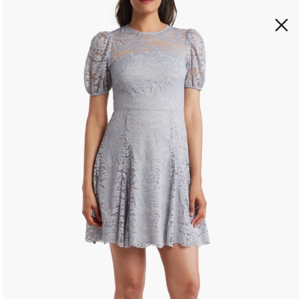Vince Camuto Dusty Blue Grey Lace Dress